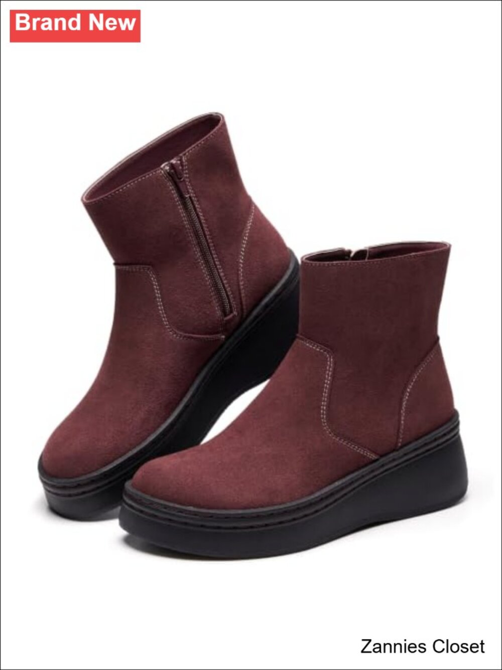 ✨ Genuine Leather Platform Ankle Boots Women Combat Boots Inside Zip